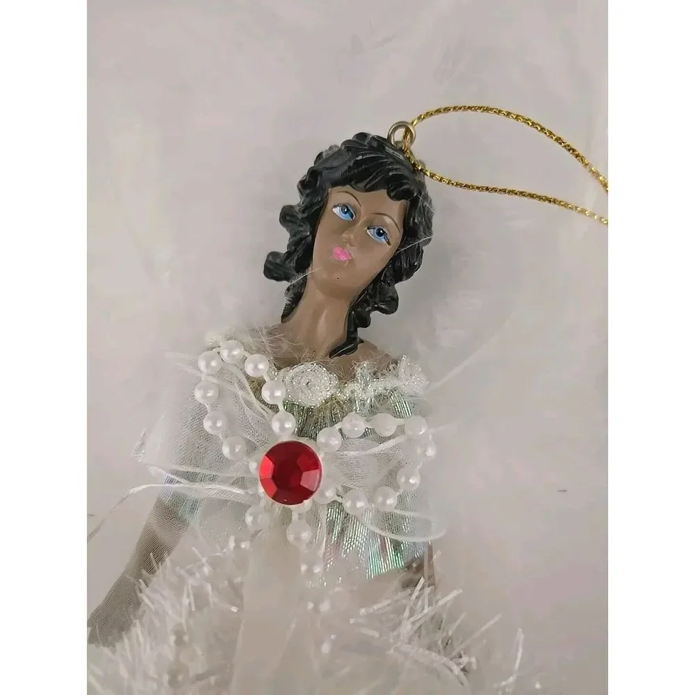 CHRISTMAS‎ WHITE FEATHER ANGEL July BIRTHSTONE ORNAMENT NWT